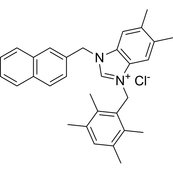 5,6-Dimethyl-1-(naphthalen-2-ylmethyl)-3-(2,3,5,6-tetramethylbenzyl)-1H-benzo[d]imidazol-3-ium chloride|CS-1383446