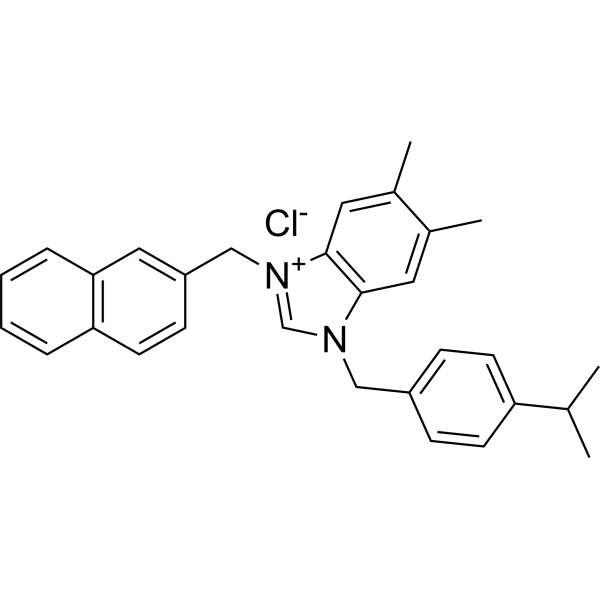 1-(4-Isopropylbenzyl)-5,6-dimethyl-3-(naphthalen-2-ylmethyl)-1H-benzo[d]imidazol-3-ium chloride|CS-1383450