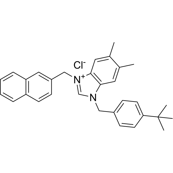 1-(4-(Tert-butyl)benzyl)-5,6-dimethyl-3-(naphthalen-2-ylmethyl)-1H-benzo[d]imidazol-3-ium chloride|CS-1383459