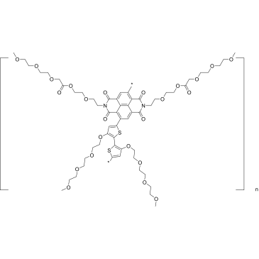 Poly[[1,2,3,6,7,8-hexahydro-1,3,6,8-tetraoxo-2,7-bis(7-oxo-3,6,9,12,15-pentaoxahexadec-1-yl)benzo[lmn][3,8]phenanthroline-4,9-diyl][3,3′-bis[2-[2-(2-methoxyethoxy)ethoxy]ethoxy][2,2′-bithiophene]-5,5′-diyl]]|CS-1386325