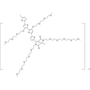 Poly[[2,3,5,6-tetrahydro-3,6-dioxo-2,5-bis(3,6,9,12,15-pentaoxahexadec-1-yl)pyrrolo[3,4-c]pyrrole-1,4-diyl][3′′,4′-bis[2-[2-(2-methoxyethoxy)ethoxy]ethoxy][2,2′:5′,2′′:5′′,2′′′-quaterthiophene]-5,5′′′-diyl]]|CS-1386327