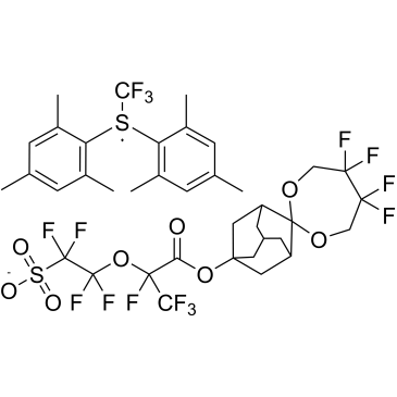 Dimesityl(trifluoromethyl)sulfonium 1,1,2,2-tetrafluoro-2-((1,1,1,2-tetrafluoro-3-oxo-3-((5',5',6',6'-tetrafluorospiro[adamantane-2,2'-[1,3]dioxepan]-5-yl)oxy)propan-2-yl)oxy)ethane-1-sulfonate|CS-1390342