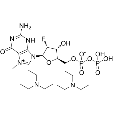 Triethylamine hemi(((2R,3R,4R,5R)-5-(2-amino-7-methyl-6-oxo-3,6-dihydro-9H-purin-7-ium-9-yl)-4-fluoro-3-hydroxytetrahydrofuran-2-yl)methyl diphosphate)|CS-1472694
