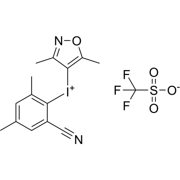 (2-Cyano-4,6-dimethylphenyl)(3,5-dimethylisoxazol-4-yl)iodonium trifluoromethanesulfonate|CS-1567060