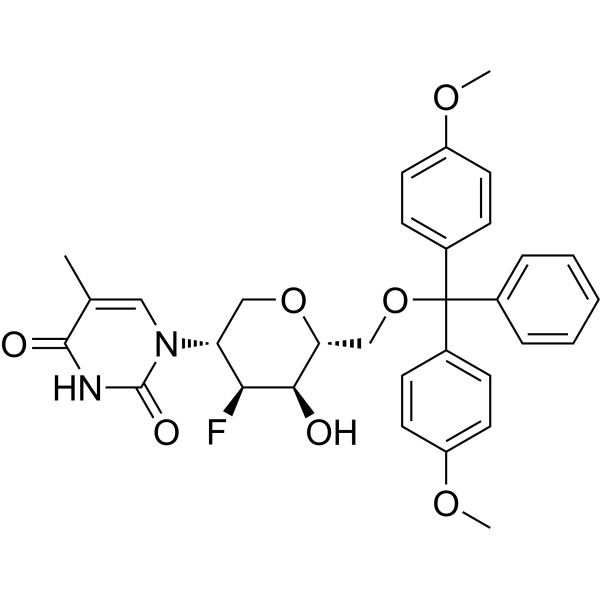 1-((3R,4S,5R,6R)-6-((Bis(4-methoxyphenyl)(phenyl)methoxy)methyl)-4-fluoro-5-hydroxytetrahydro-2H-pyran-3-yl)-5-methylpyrimidine-2,4(1H,3H)-dione|CS-1635672