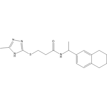 3-((5-Methyl-4H-1,2,4-triazol-3-yl)thio)-N-(1-(5,6,7,8-tetrahydronaphthalen-2-yl)ethyl)propanamide|CS-1636249