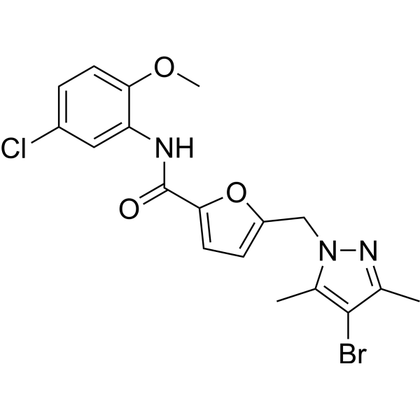 5-((4-Bromo-3,5-dimethyl-1H-pyrazol-1-yl)methyl)-N-(5-chloro-2-methoxyphenyl)furan-2-carboxamide|CS-1636463