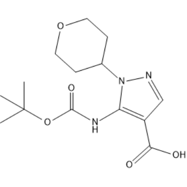 5-((tert-Butoxycarbonyl)amino)-1-(tetrahydro-2H-pyran-4-yl)-1H-pyrazole-4-carboxylic acid|CS-1639465