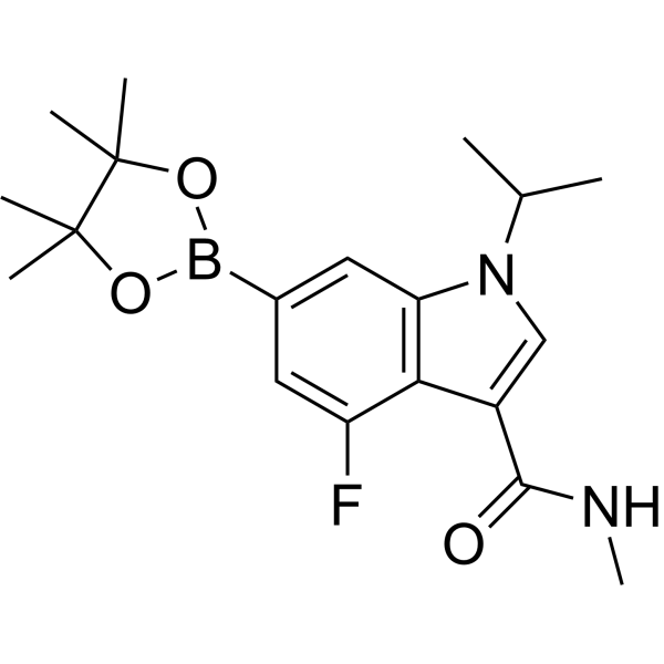 4-Fluoro-1-isopropyl-N-methyl-6-(4,4,5,5-tetramethyl-1,3,2-dioxaborolan-2-yl)-1H-indole-3-carboxamide|CS-1642208
