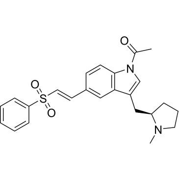 1-[3-[[(2R)-1-Methyl-2-pyrrolidinyl]methyl]-5-[(1E)-2-(phenylsulfonyl)ethenyl]-1H-indol-1-yl]ethanone|CS-M0866